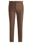 Matchesfashion.com Berluti - Mid Rise Slim Leg Cotton Blend Trousers - Mens - Dark Brown