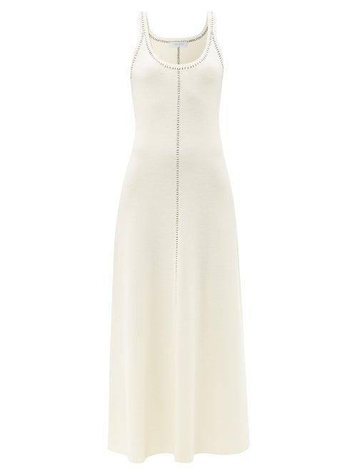 Gabriela Hearst - Amaltea Blanket-stitch Cashmere Dress - Womens - Ivory Multi