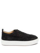 Matchesfashion.com Christian Louboutin - Happy Rui Spike-embellished Suede Trainers - Mens - Black