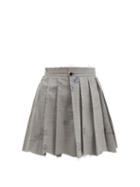 Vetements - Scribble-print Pleated Wool-blend Mini Skirt - Womens - Grey Multi