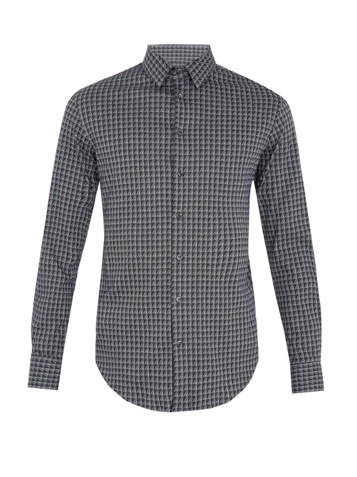 Giorgio Armani Geometric-jacquard Cotton Shirt