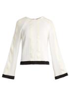 Zeus + Dione Melissa Striped Raw-silk And Chiffon Blouse