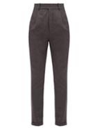 Matchesfashion.com Saint Laurent - Tailored Wool Flannel Trousers - Womens - Grey