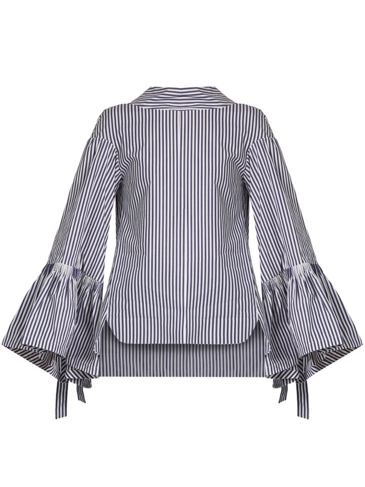 Teija Striped Tie-back Cotton-poplin Top