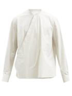 Matchesfashion.com Lemaire - Wrap-front Striped Cotton-poplin Shirt - Mens - Cream