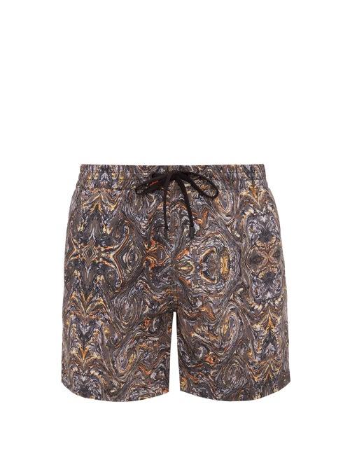 Matchesfashion.com Everest Isles - Swimmer Oil Spill Print Swim Shorts - Mens - Grey