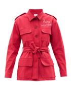 Matchesfashion.com Kilometre Paris - Roma Meets New York Embroidered Cotton Jacket - Womens - Red
