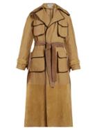 Matchesfashion.com Loewe - Belted Cotton Canvas And Suede Trench - Womens - Beige