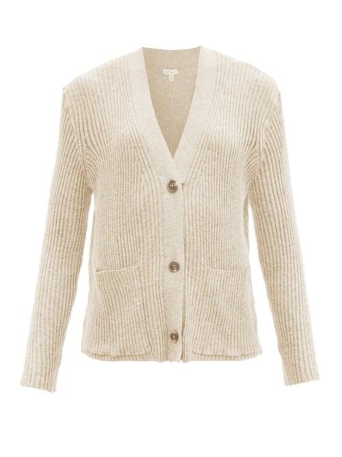 Ladies Lingerie Skin - Wayde Ribbed Organic-cotton Blend Cardigan - Womens - Light Beige