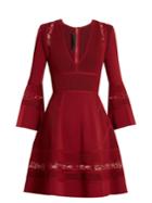 Elie Saab Lace-panel Ribbed-knit Skater Dress