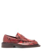 Matchesfashion.com Martine Rose - Volcano Exaggerated-sole Python-effect Loafers - Womens - Red