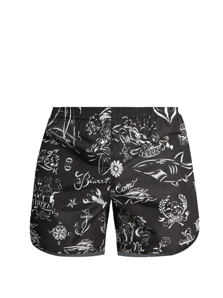 Robinson Les Bains Cambridge Long Graphic-print Swim Shorts