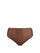 Nubian Skin - Berry Satin And Stretch-tulle Briefs - Womens - Dark Brown