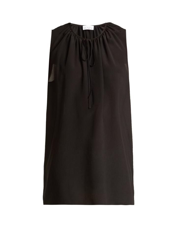 Raey Gathered Silk Sleeveless Smock Top