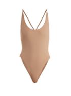 Matchesfashion.com Dos Gardenias - Vicious Scoop Neck Swimsuit - Womens - Nude