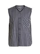 Lanvin Striped Cotton Sleeveless Shirt