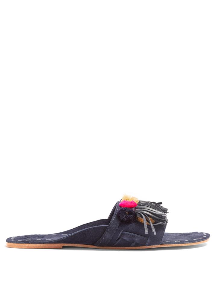 Figue Noona Pompom-embellished Suede Slides