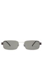 Matchesfashion.com Saint Laurent - Rectangular Metal Sunglasses - Mens - Silver
