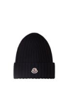 Matchesfashion.com Moncler - Logo-patch Merino-wool Beanie - Womens - Black
