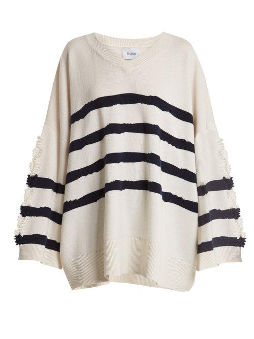 Matchesfashion.com Barrie - Fancy Coast Oversized Cashmere Sweater - Womens - White Navy