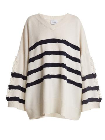 Matchesfashion.com Barrie - Fancy Coast Oversized Cashmere Sweater - Womens - White Navy