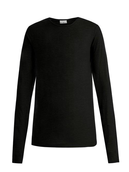 Matchesfashion.com Raey - Long Sleeved Slubby Cotton Jersey T Shirt - Womens - Black