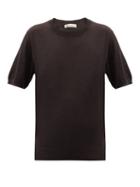 Matchesfashion.com Connolly - Cashmere-blend Short-sleeved Sweater - Womens - Dark Brown