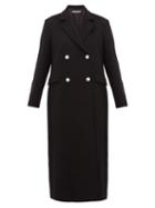 Matchesfashion.com Alessandra Rich - Double Breasted Crystal Button Wool Blend Coat - Womens - Black