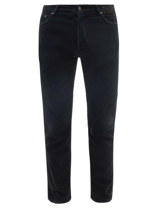 Palm Angels - Logo-print Cotton-corduroy Slim-leg Trousers - Mens - Black