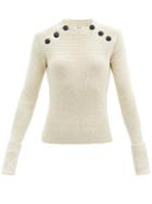 Matchesfashion.com Isabel Marant Toile - Koyle Buttoned Cotton-blend Sweater - Womens - Ivory