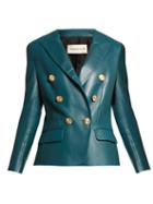 Matchesfashion.com Alexandre Vauthier - Double Breasted Leather Jacket - Womens - Blue
