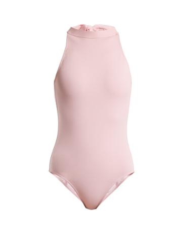 Matchesfashion.com Emilia Wickstead - Roxane Halterneck Swimsuit - Womens - Pink