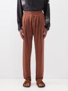 Delos - Conrad Elasticated-waist Silk Trousers - Mens - Brown