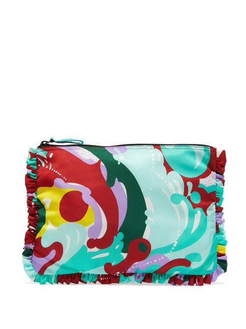 Matchesfashion.com La Doublej - Meraviglia Print Ruffled Pouch - Womens - Red Multi