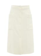 Matchesfashion.com Raey - Button Through A Line Wool Blend Midi Skirt - Womens - Ivory