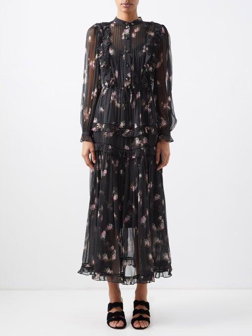 Zimmermann - Dancer Ruffled Floral-print Chiffon Dress - Womens - Black Floral
