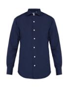 Matchesfashion.com Finamore 1925 - Seattle Cotton Poplin Shirt - Mens - Navy