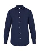 Matchesfashion.com Finamore 1925 - Seattle Cotton Poplin Shirt - Mens - Navy