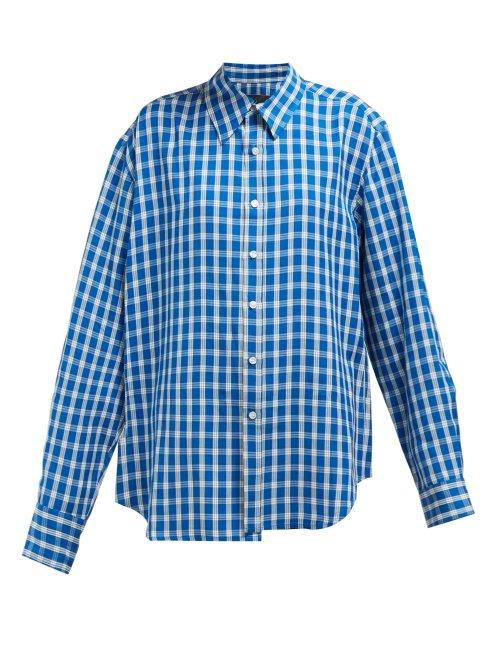 Matchesfashion.com Martine Rose - Wonky Checked Shirt - Womens - Blue
