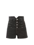 Matchesfashion.com Isabel Marant - Diroysr High-rise Button-front Denim Shorts - Womens - Black