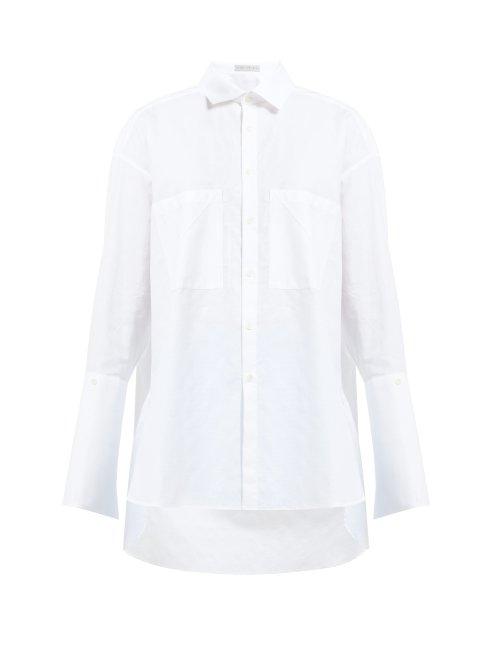 Matchesfashion.com Palmer//harding - Boyfriend Oversized Geometric Cotton Piqu Shirt - Womens - White