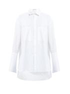 Matchesfashion.com Palmer//harding - Boyfriend Oversized Geometric Cotton Piqu Shirt - Womens - White