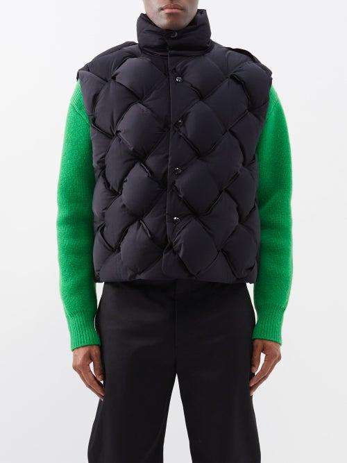 Bottega Veneta - Intrecciato-woven Nylon Down Gilet - Mens - Black