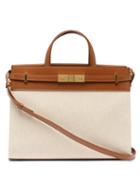 Ladies Bags Saint Laurent - Manhattan Leather-trim Canvas Shoulder Bag - Womens - Beige Multi