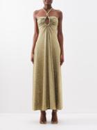 Proenza Schouler - Halterneck Metallic-jersey Maxi Dress - Womens - Gold