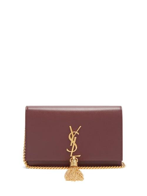 Matchesfashion.com Saint Laurent - Kate Monogram Leather Cross Body Bag - Womens - Burgundy