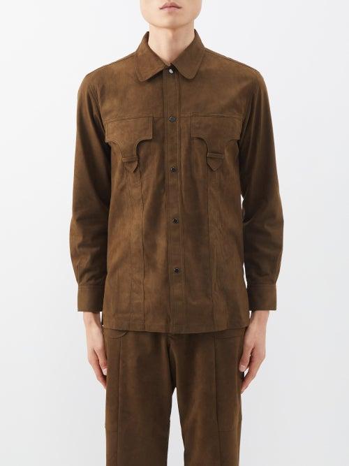 Sasquatchfabrix. - Flap-pocket Faux-suede Shirt - Mens - Brown