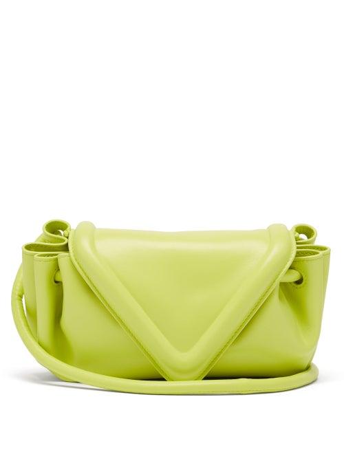 Matchesfashion.com Bottega Veneta - Drawstring Triangle Leather Cross-body Bag - Womens - Light Green