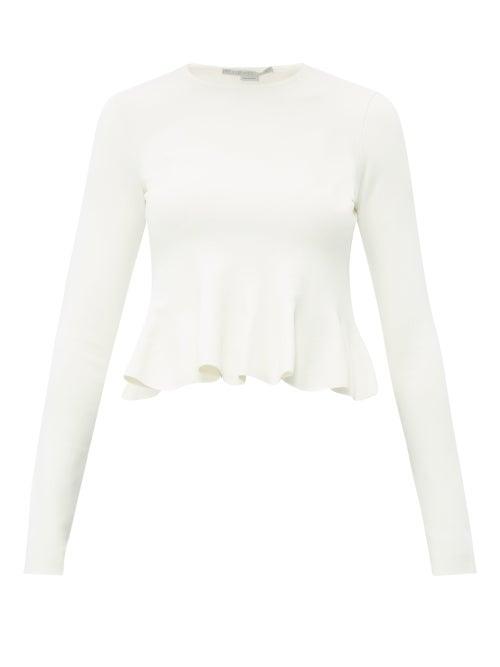 Matchesfashion.com Stella Mccartney - Peplum Hem Stretch Jersey Top - Womens - Ivory