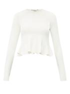 Matchesfashion.com Stella Mccartney - Peplum Hem Stretch Jersey Top - Womens - Ivory